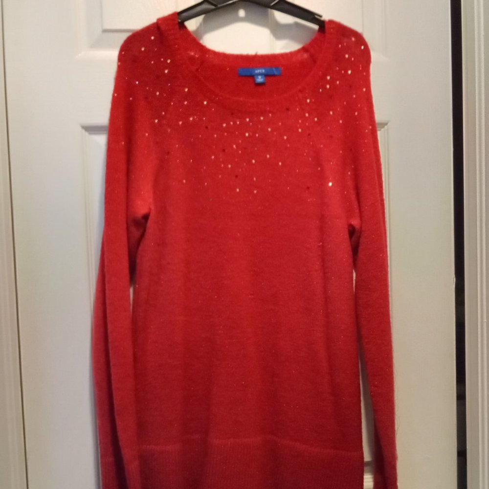 Oversized long sleeve red sweater